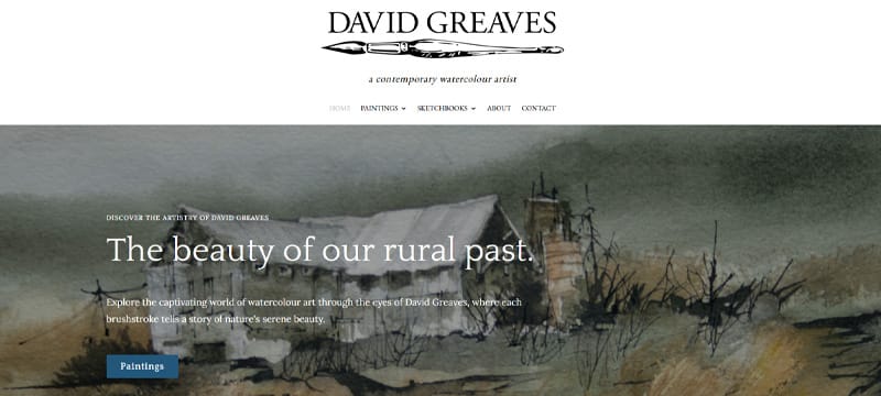 Image of Three Loud Crows website - David Greaves. A watercolour artist website.